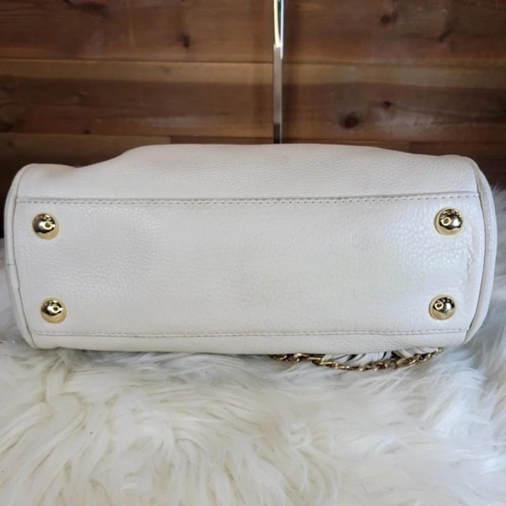 Michael Kors Vanilla Knox Tassel Genuine Leather Medium Satchel
